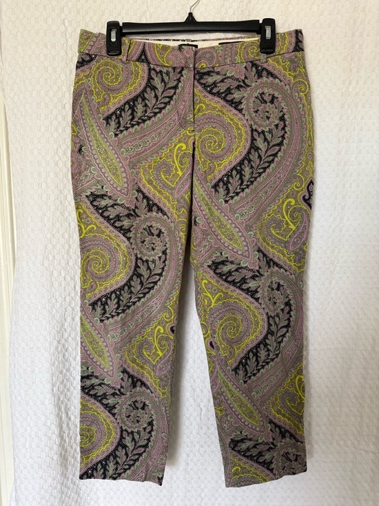 J. Crew Pants - J.Crew Cafe Capri Paisley Ankle Pants Size 6 Stretch Slim Preppy Retro Statement